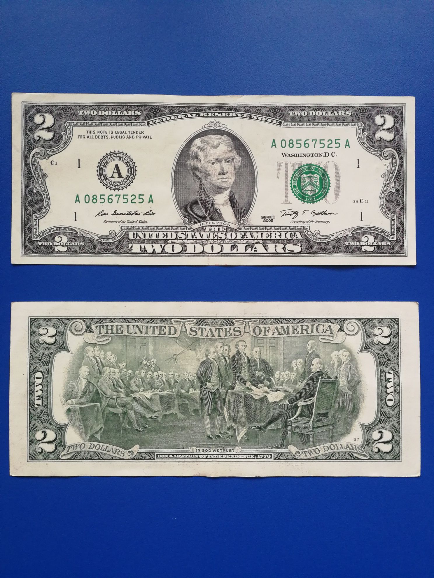 Редкая 2 долларовая банкнота США (на подарок).