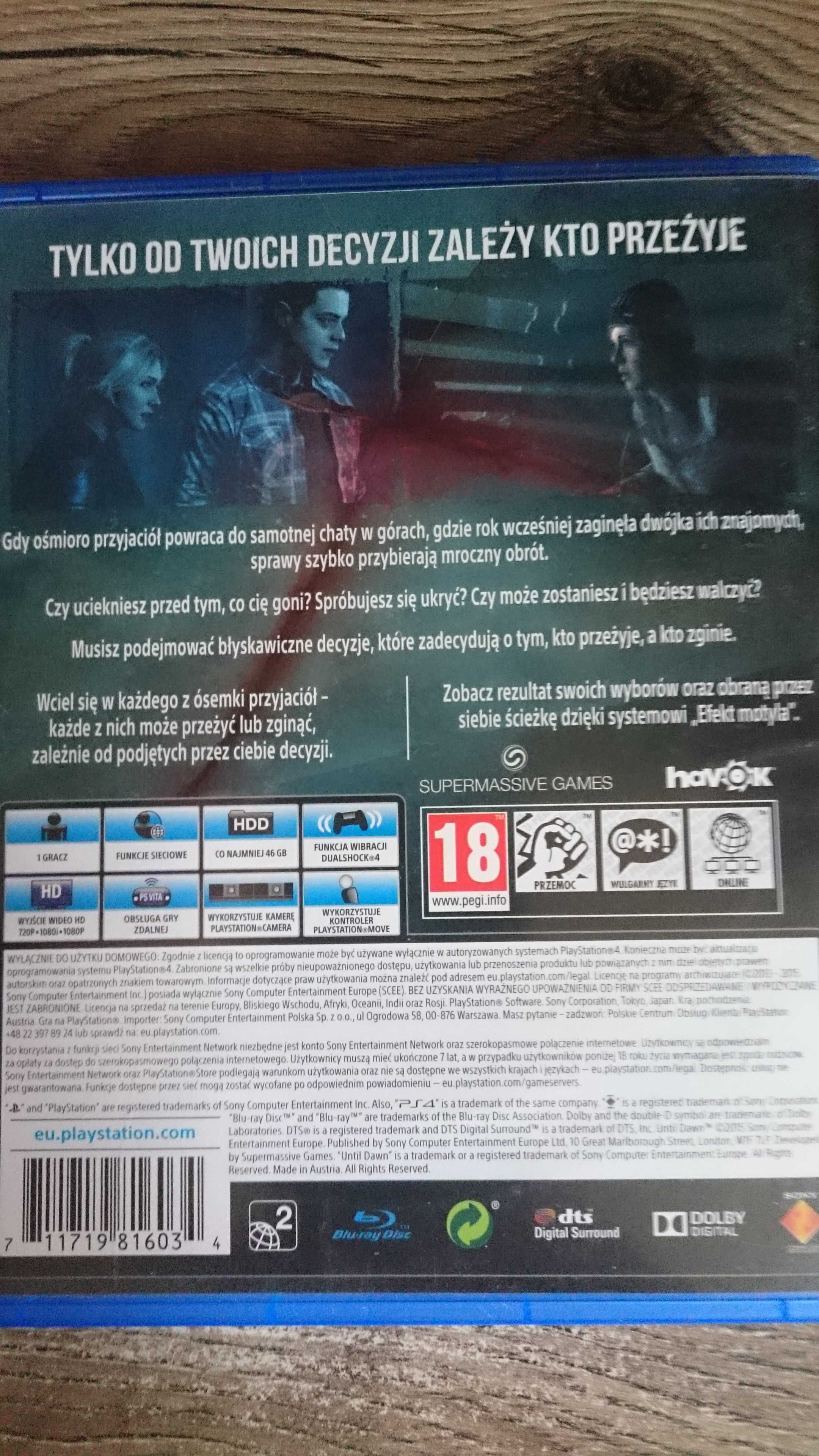 Gra Until Dawn PS4 polska wersja gta playstation 4 spiderman horror