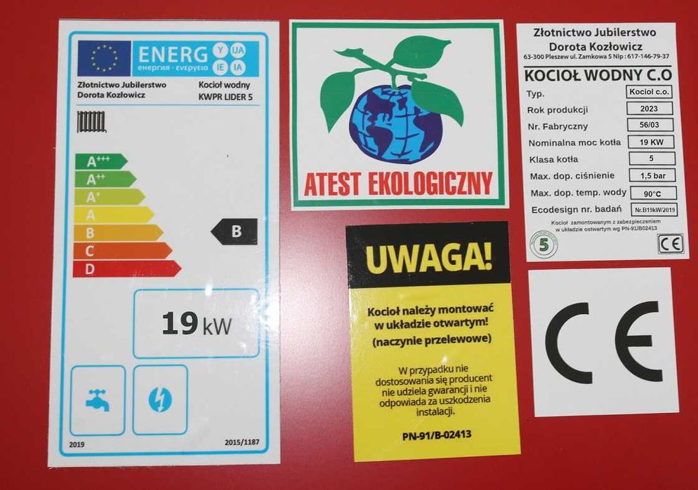 KOTŁY 19 kW Kocioł z PODAJNIKIEM Piec na EKOGROSZEK Klasa 5 Ecodesign