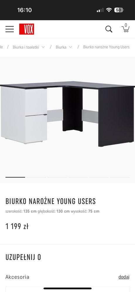 Biurko narożne VOX Young Users na sprzedaż