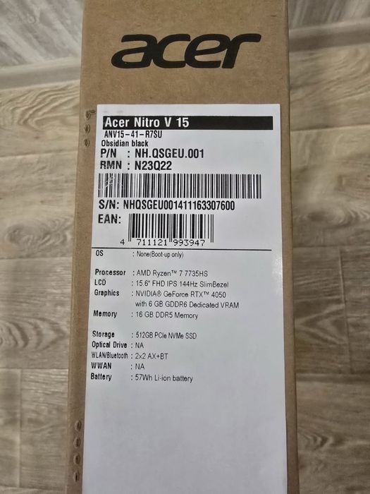 Ноутбук Acer Nitro V15 ANV-15-R7SU