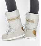 Śniegowce Love Moschino szare moonboot srebrne złote serce