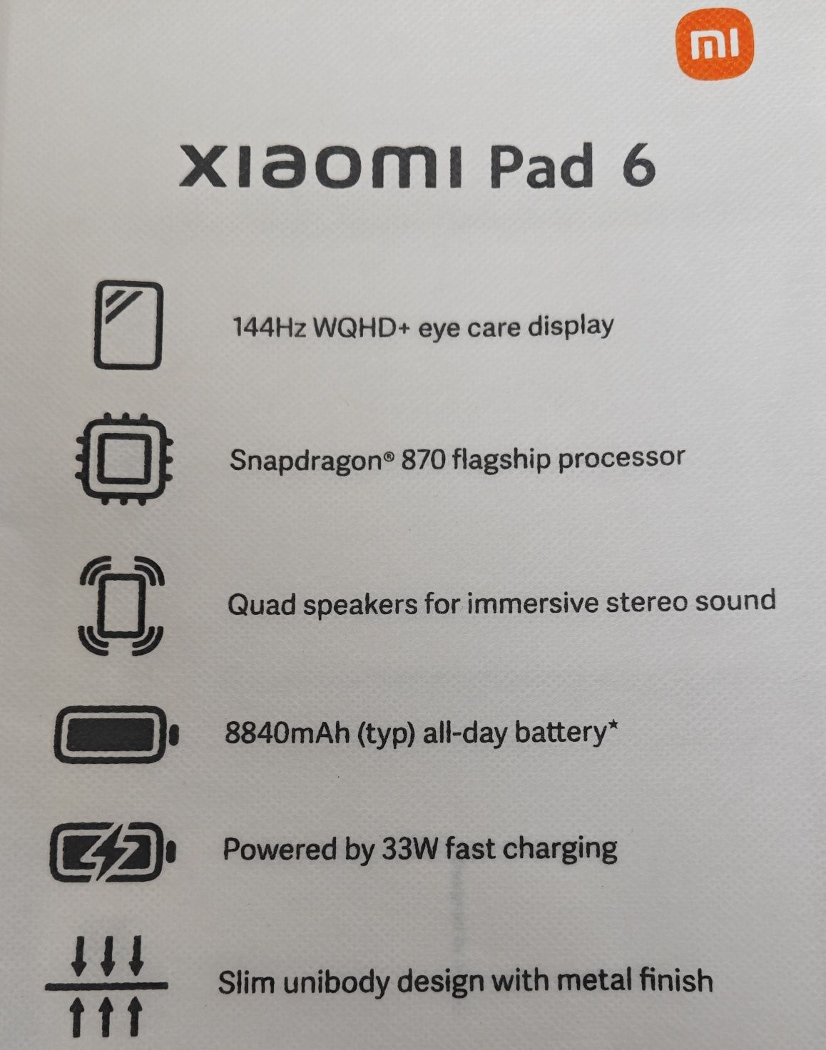 Xiaomi Pad 6 Snapdragon 870  6GB/126GB