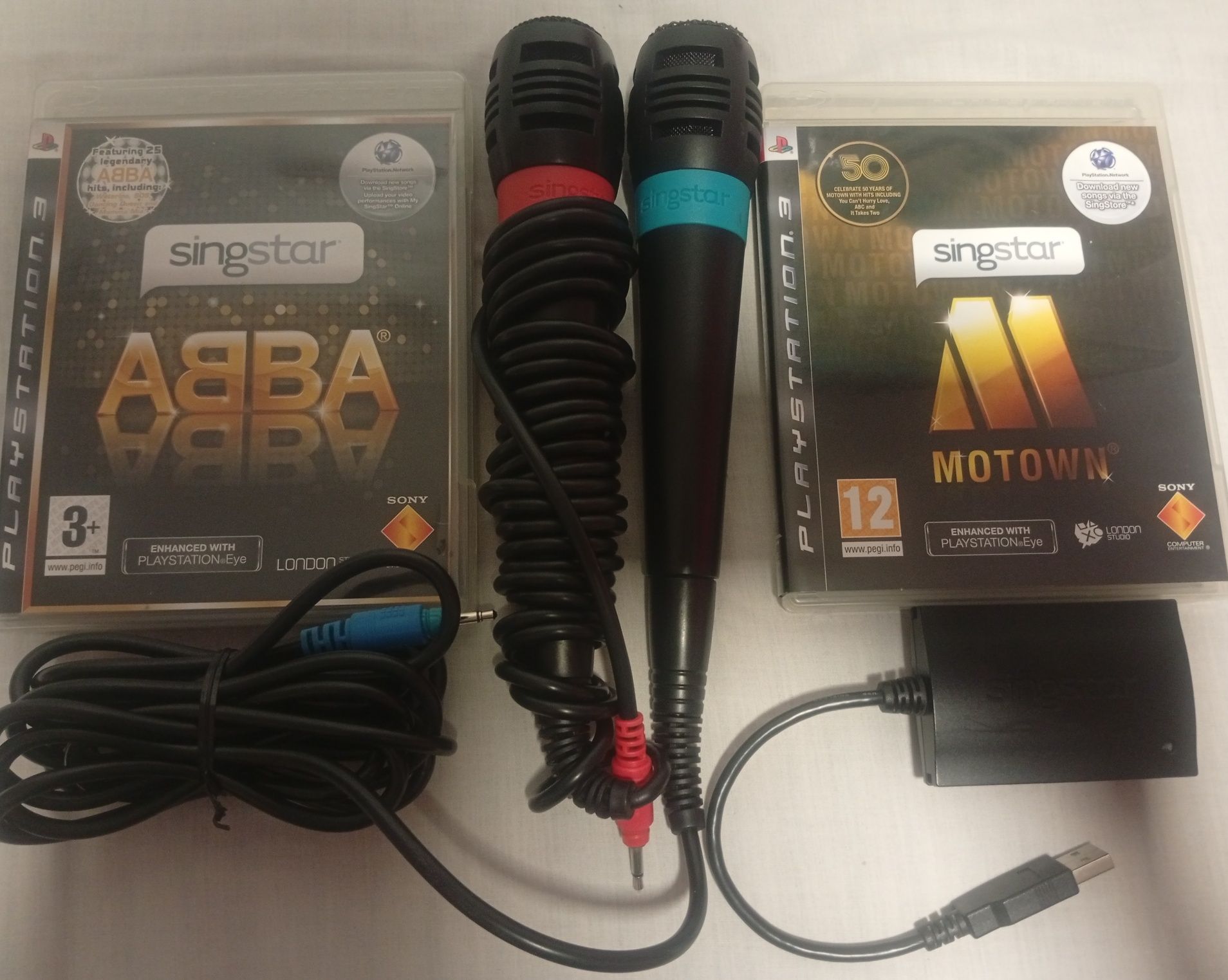 Mikrofony Singstar PS2 PS3 PS4 + Singstar ABBA PS3 Singstar MOTOWN PS3
