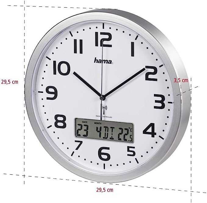 Hama Cyfrowy zegar ścienny (duży zegar radiowy