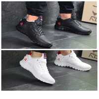 Летние кожаные мужские белые черные кроссовки в стиле Reebok!!!