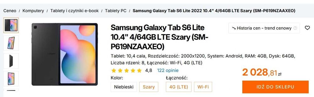 Tablet Samsung Galaxy Tab S6 Lite 4G LTE Jak Nowy Etui Klawiatur Rysik