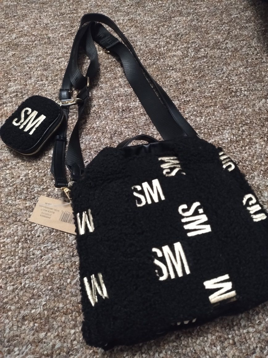 Torebka Steve Madden Black Multi Satchel Embroidered Sherpa z USA