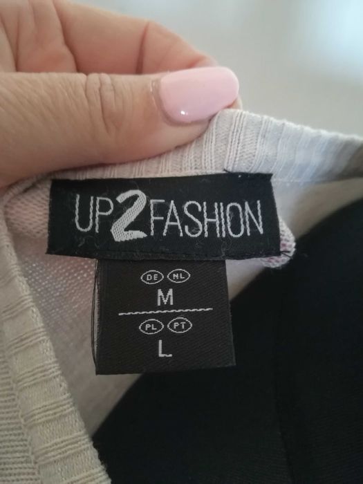 Sukienka dzianina w kolorze ecru i czekolady UP2FASHION rozm. L