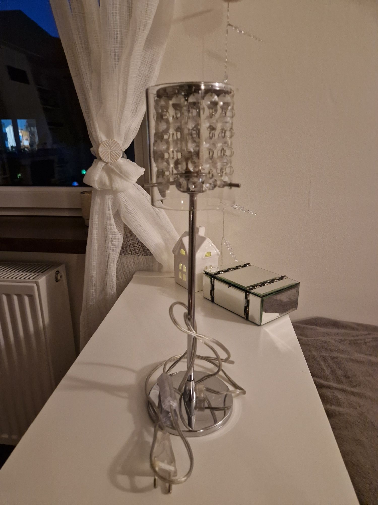 Lampka stojąca srebrna