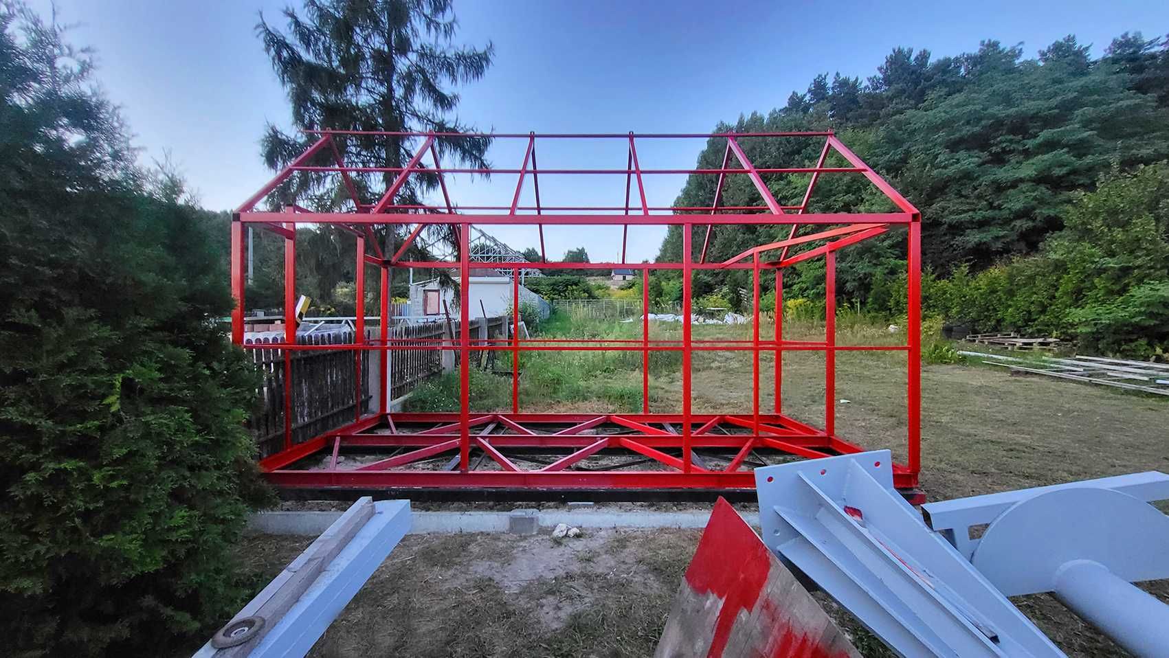 Konstrukcja stalowa szkielet domku , altany, biura
