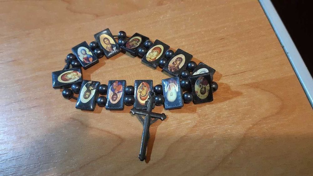 Браслет с иконами, гематит, магнитный.
