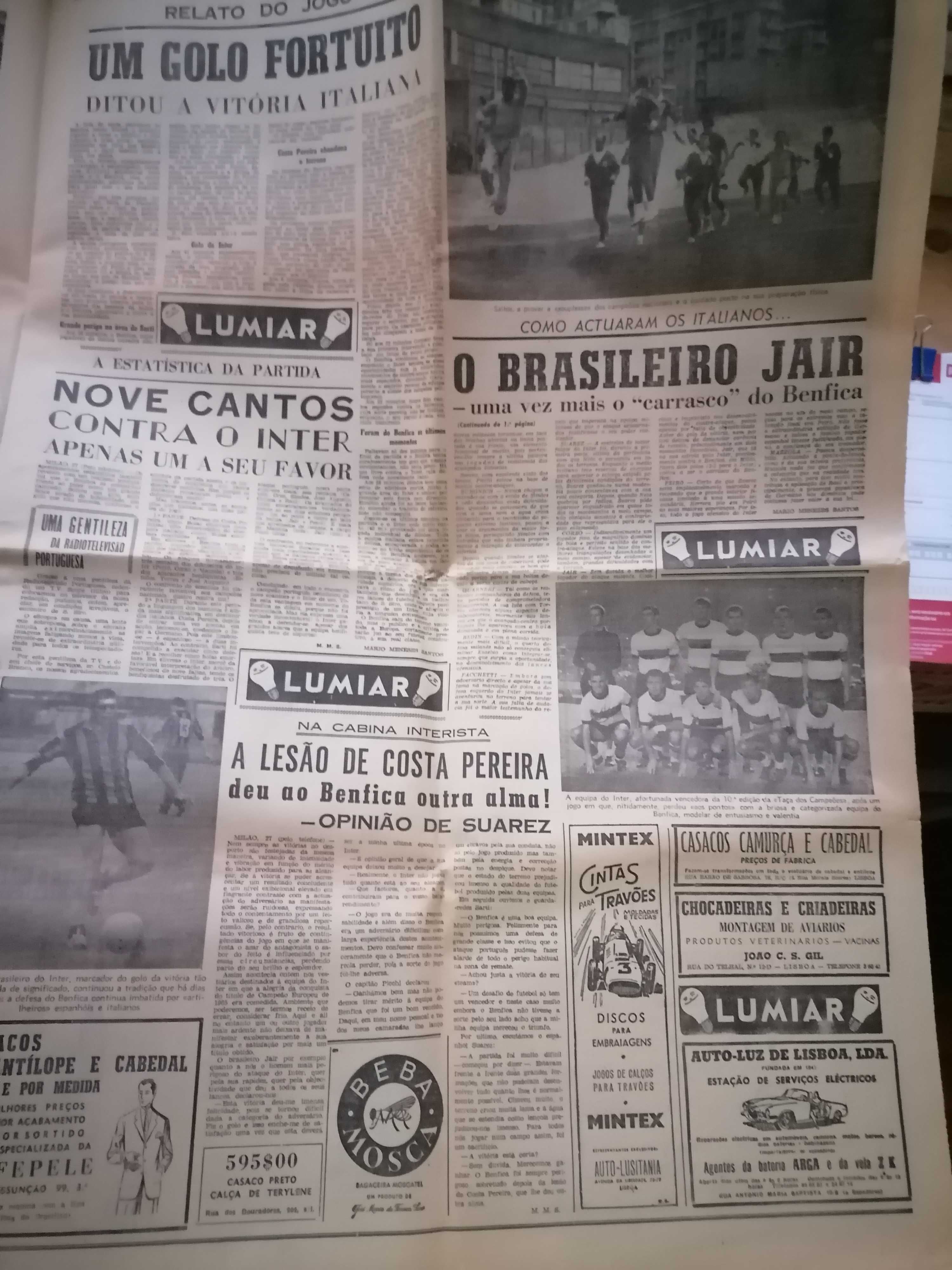 Final BENFICA vs INTER Taça Campeões Europeus 1964/65 Mundo Desportivo