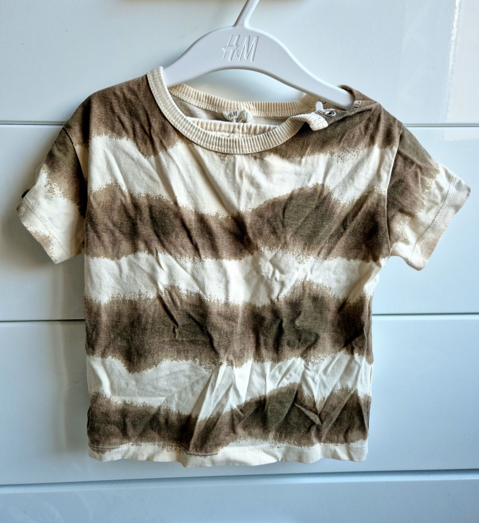 Komplet zestaw bluzka t shirt spodenki paski basic 86 h&m