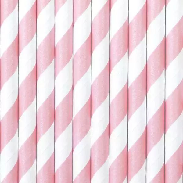 Słomki papierowe rożowe 9,5cm 10szt. PartyDeco. Nowy Produkt