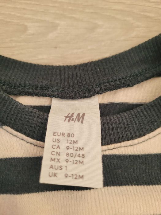 Koszulki z dlugim rekawem H&M r80 w dinozaury, w paski