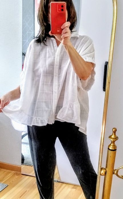 Bawełna 100% biała bluzka oversize, kimono,koszula oversize
