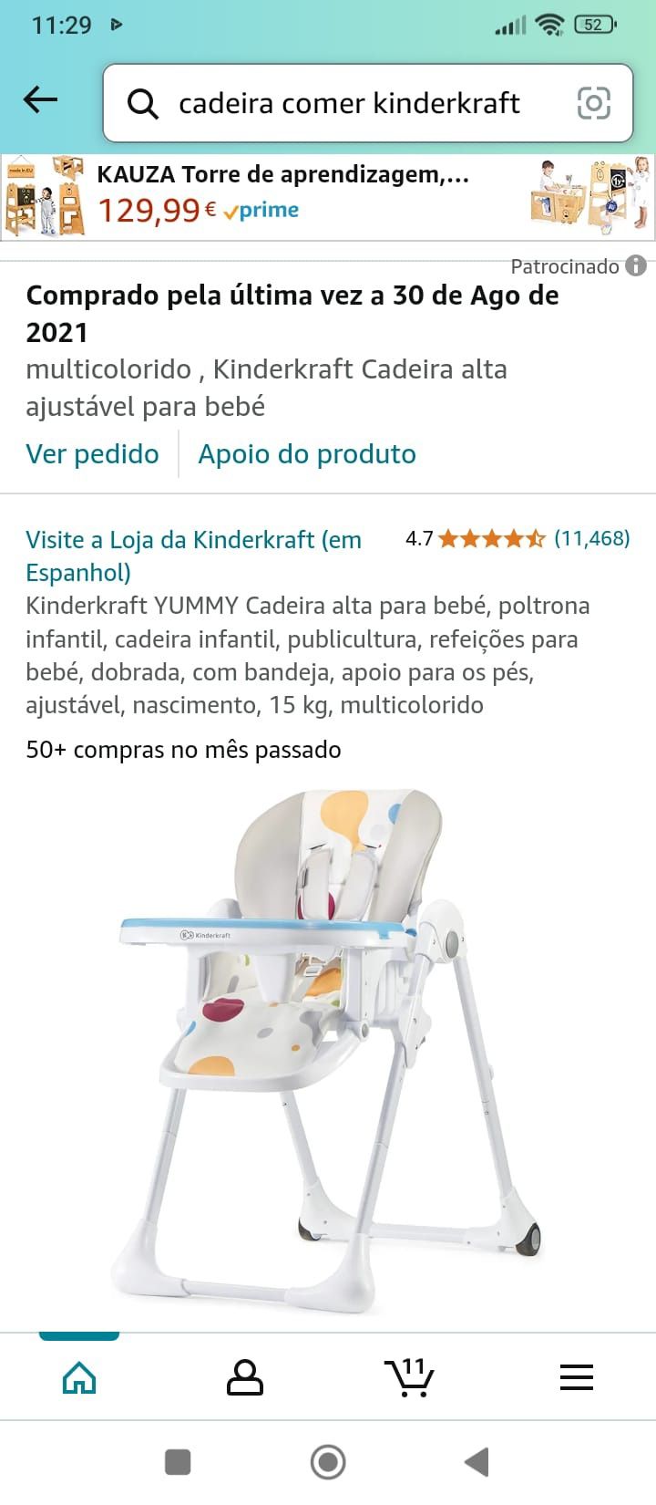 Cadeira alta refeição bebé