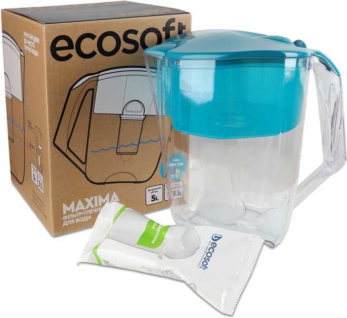 5 л. Фильтр-кувшин Ecosoft Maxima Аквагрин FMVMAXIMADGECO с картриджем