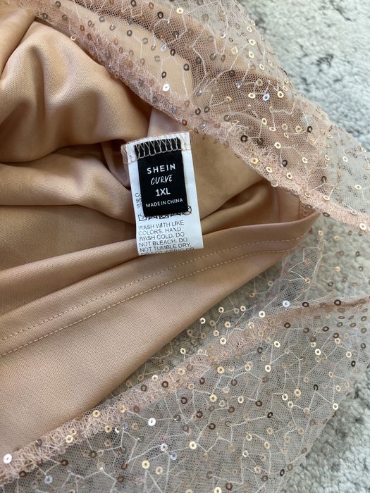 Sukienka cekinowa złota/beż SHEIN 1xl nowa