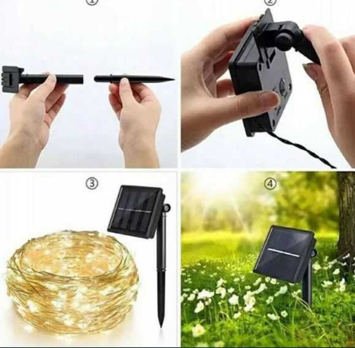 Lampki ogrodowe solarne 22 metry 200 led