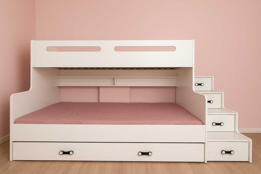 Łóżko piętrowe 120/90x200 białe 3-osobowe