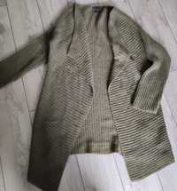Massimo Dutti Gruby sweter kardigan khaki zieleń r L 40 wełna alpaka