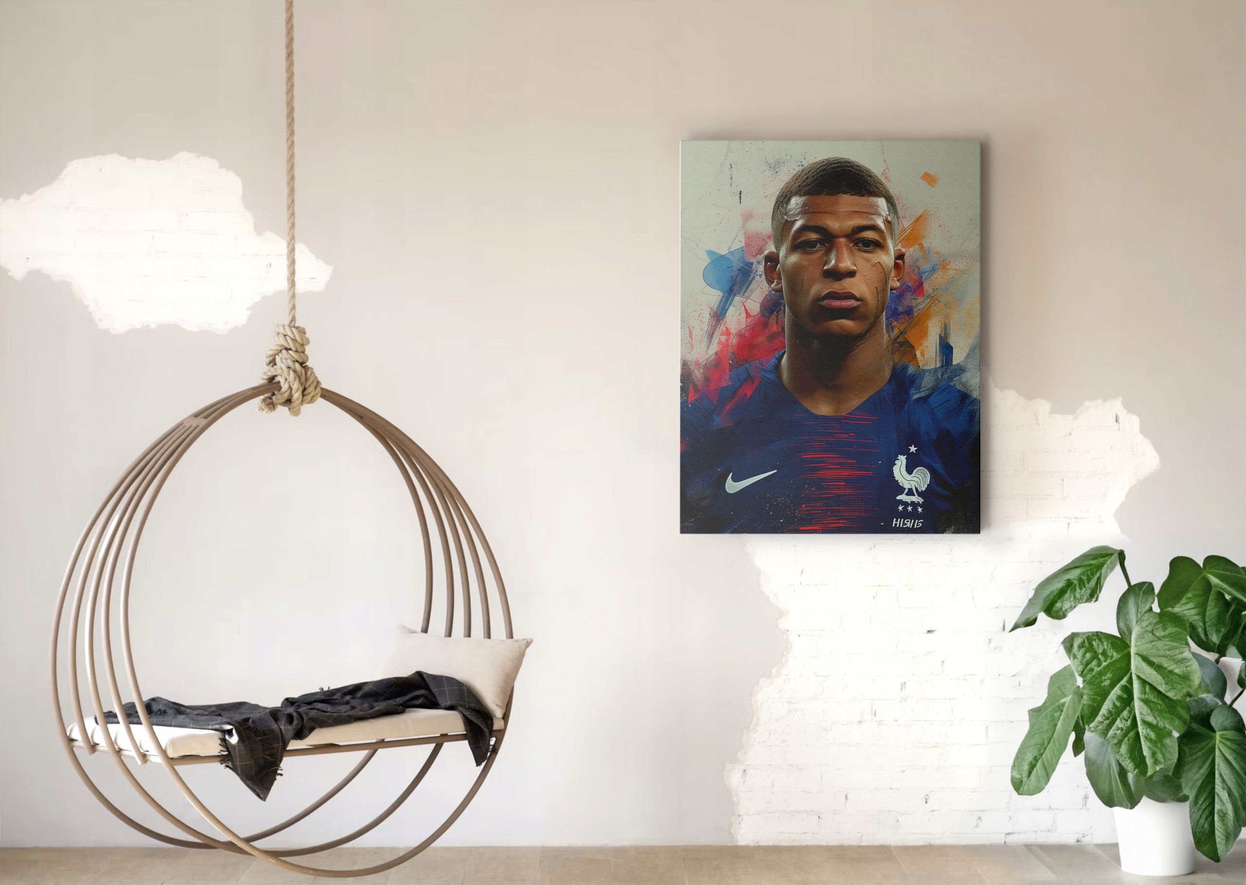Nowoczesny Portret Kylian Mbappé na Płótnie 30x40 cm - Idealny Prezent