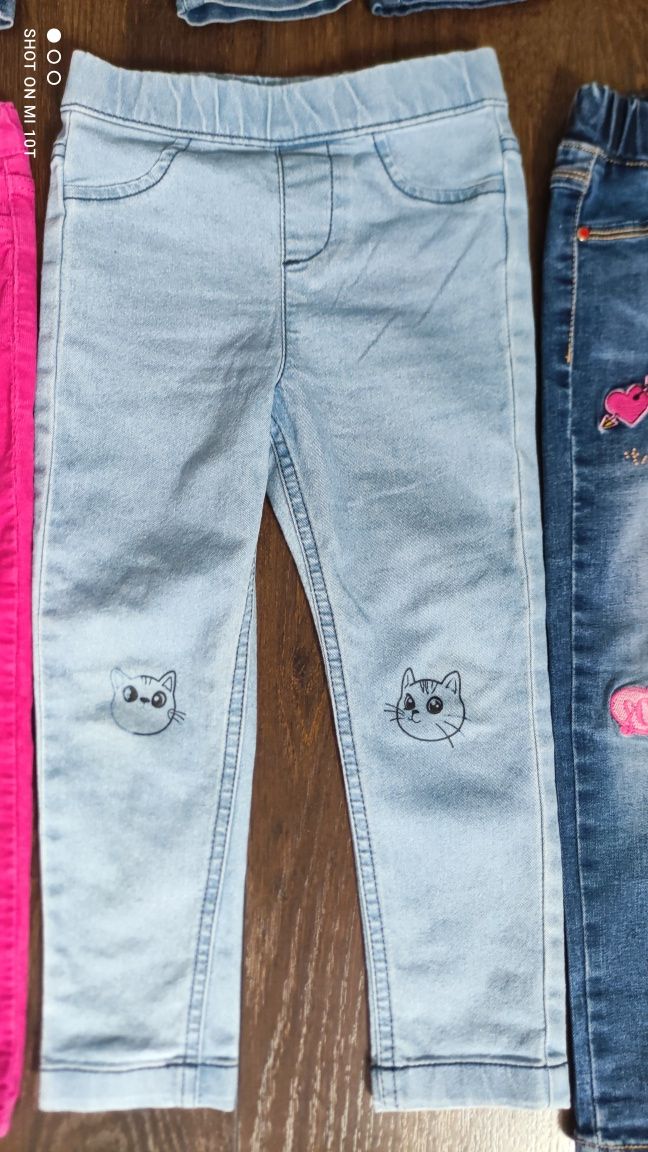 Zestaw 104 joggery jeansowe jeansy spodnie leginsy paka