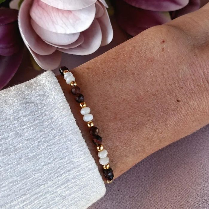 Damska bransoletka, biżuteria z kamieni naturalnych. Prezent. Rękodzie