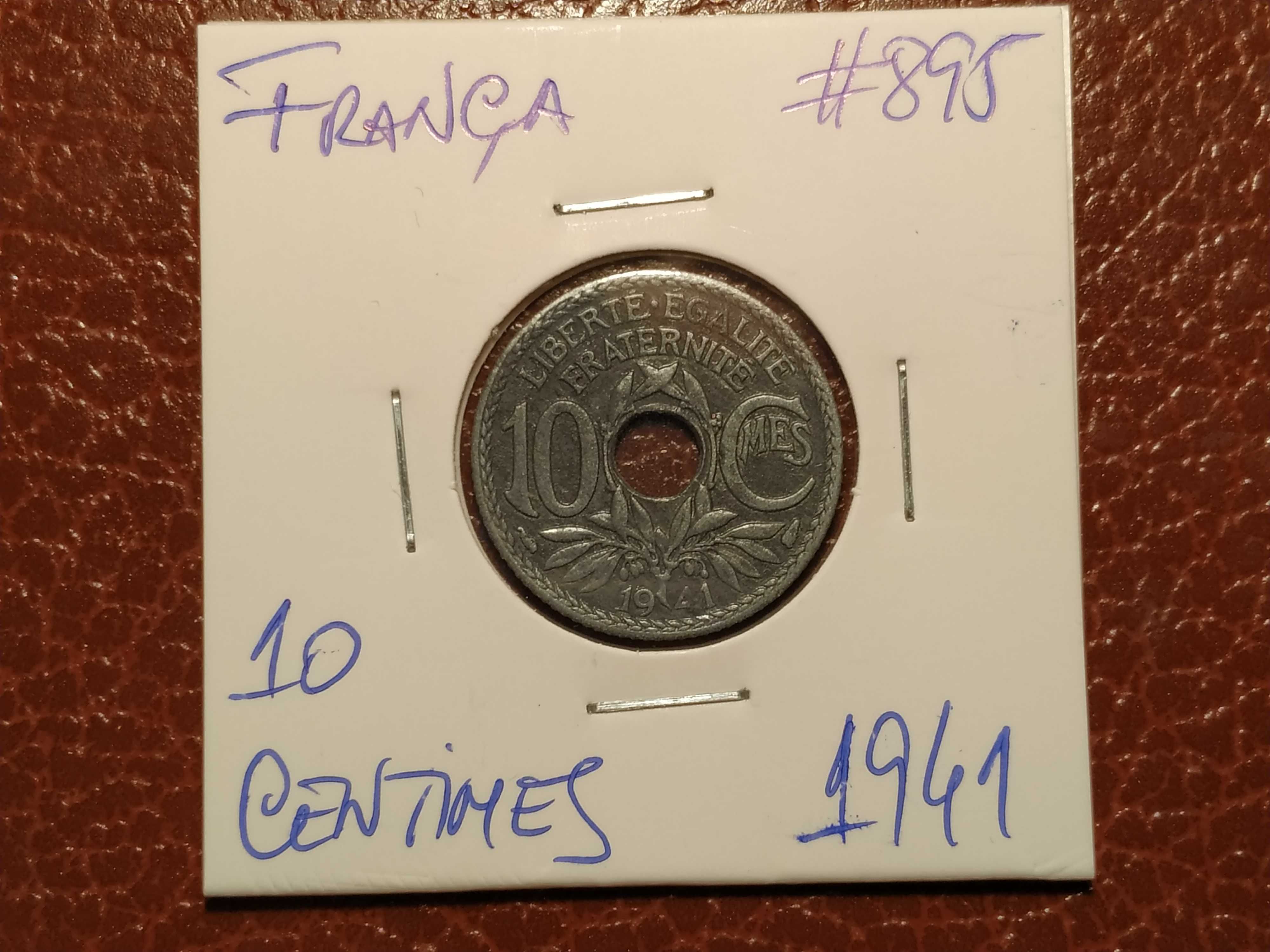 245 França - moeda de 10 centimes de 1941 em zinco (WWII)