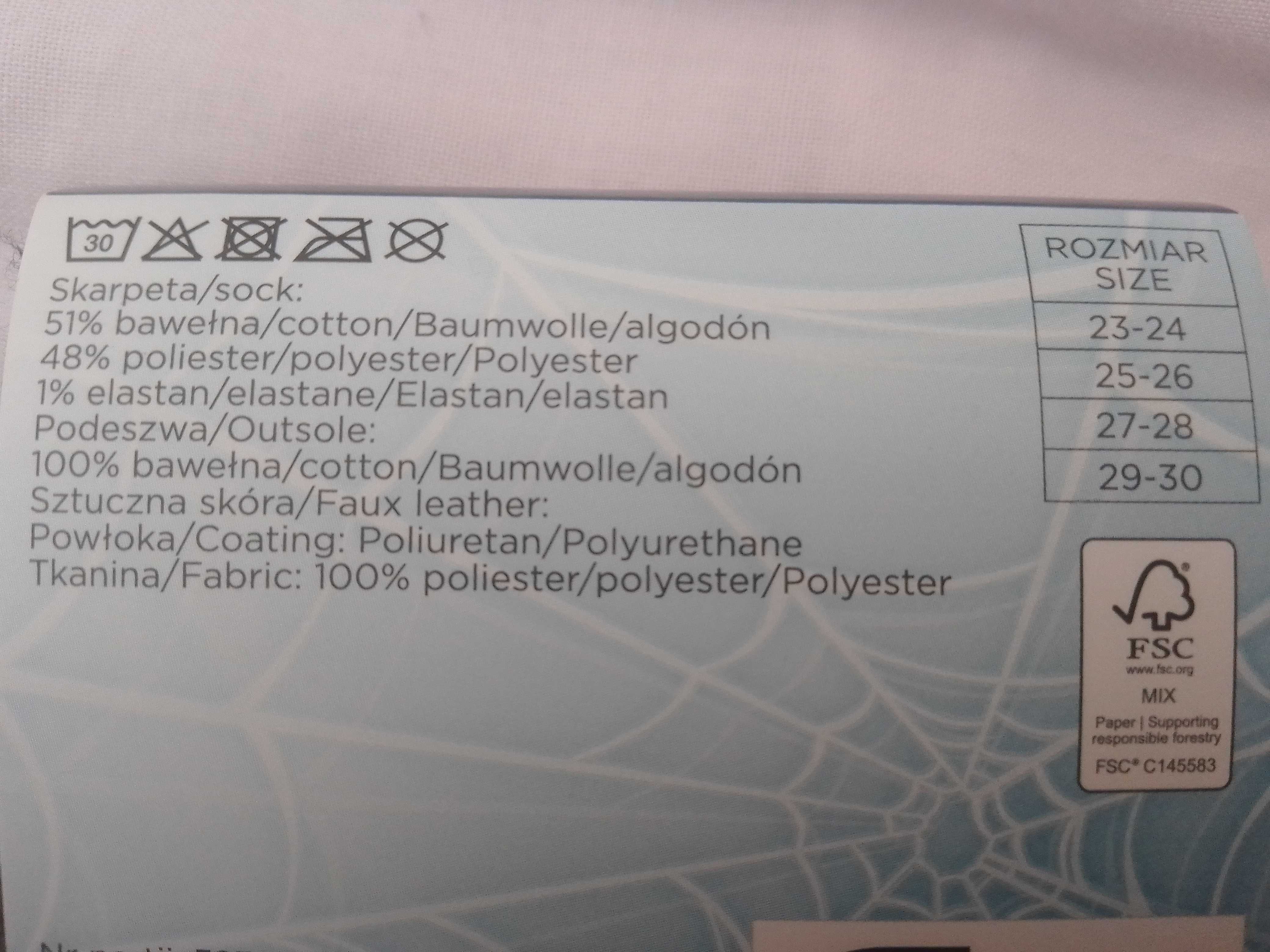 Nowe kapcie 23/24 Spiderman kapcie z Abs-em Spidey skarpety frotte