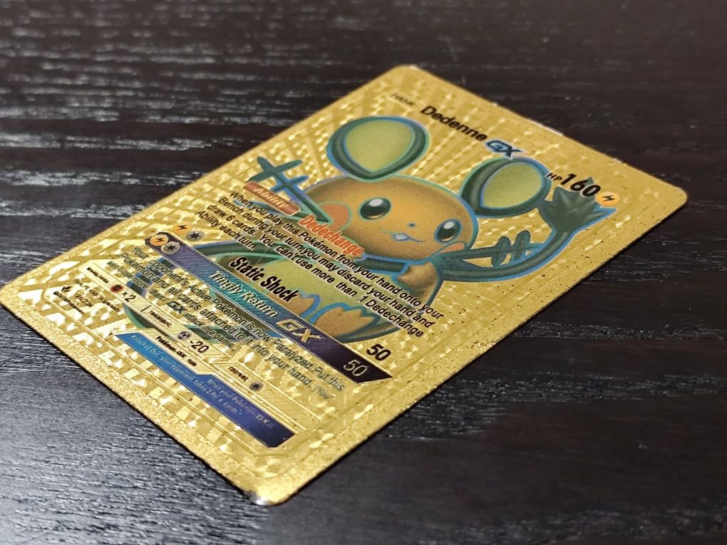 Carta Pokémon Dourada (Gold) - Dedenne GX HP160