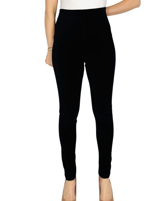 Czarne prążkowane legginsy XL 42 M&Co.