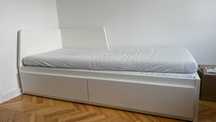 Łóżko rozkładane IKEA Flekke z pojemnikami + 2 materace