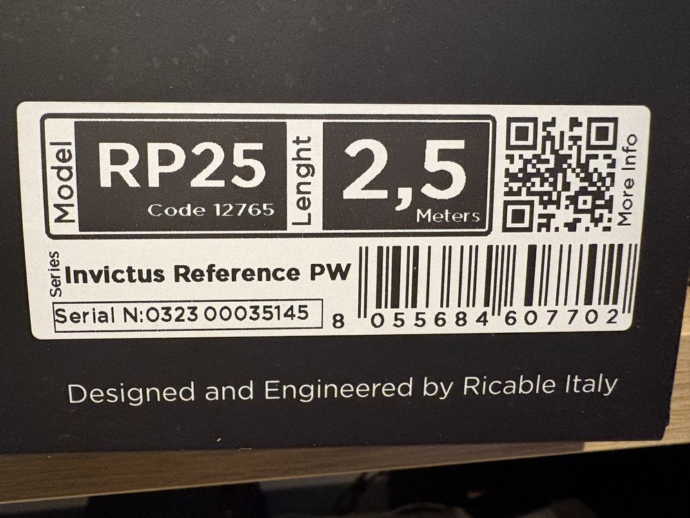 Kabel zasilający: Ricable Invictus Power Reference - 2,5 m