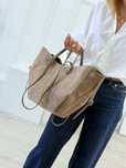 torba shopper skora naturalna zamszowa taupe