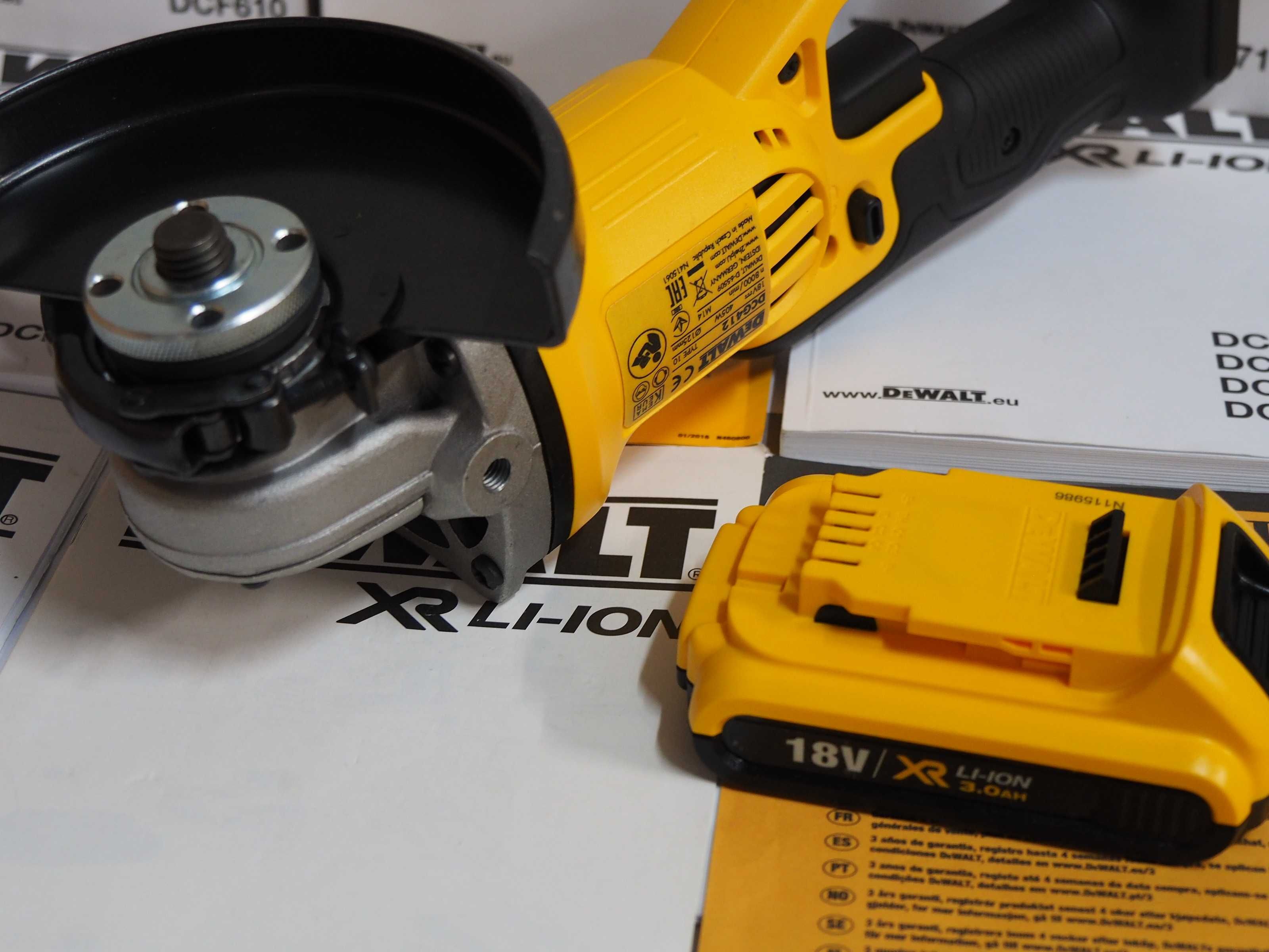 Zestaw DEWALT DCG 412 szlifierka kątowa+ bateria 18v 3ah aku