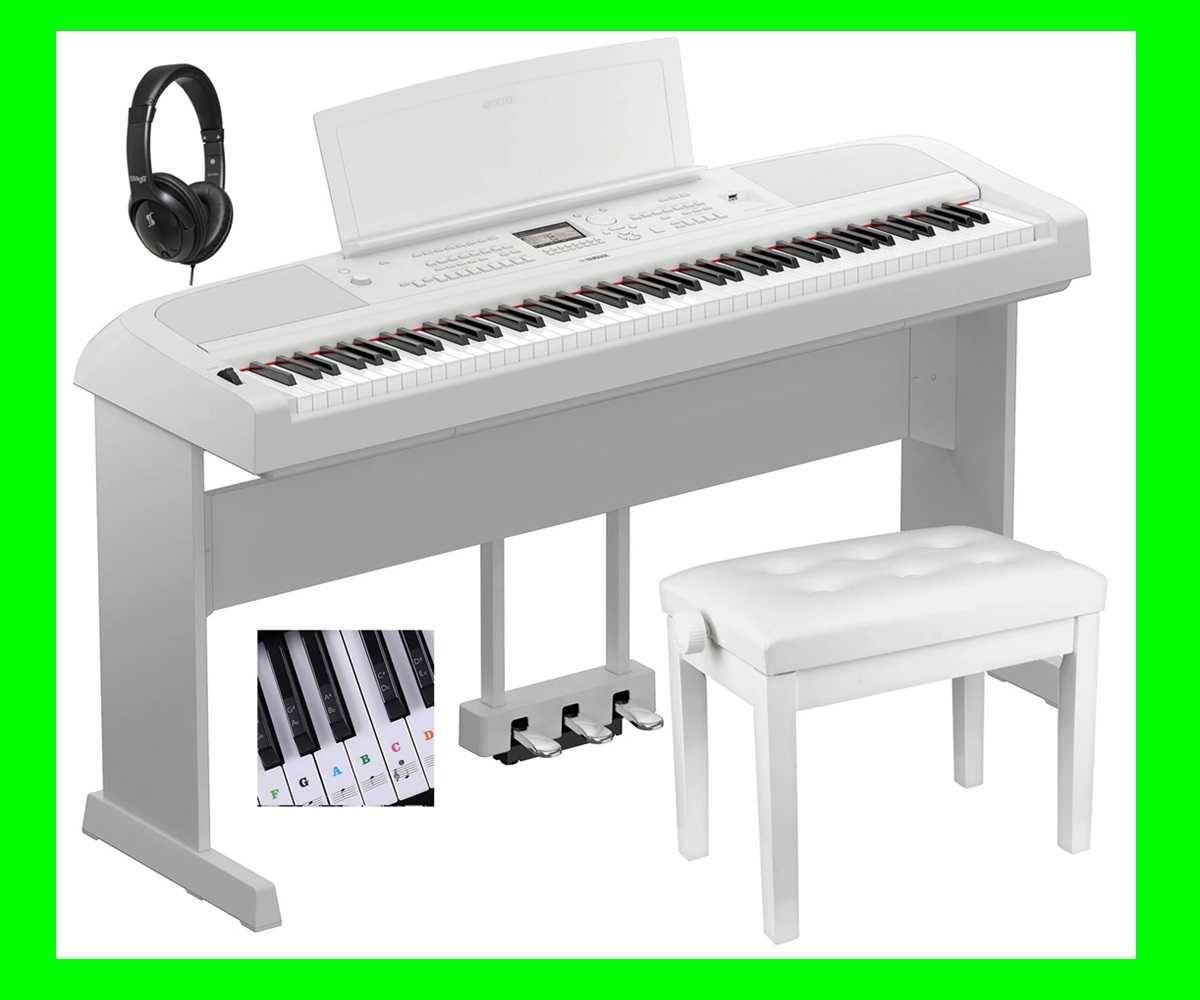 Yamaga DGX-670 Białe Pianino Keyboard + Ława Statyw Słuchawki | ZESTAW