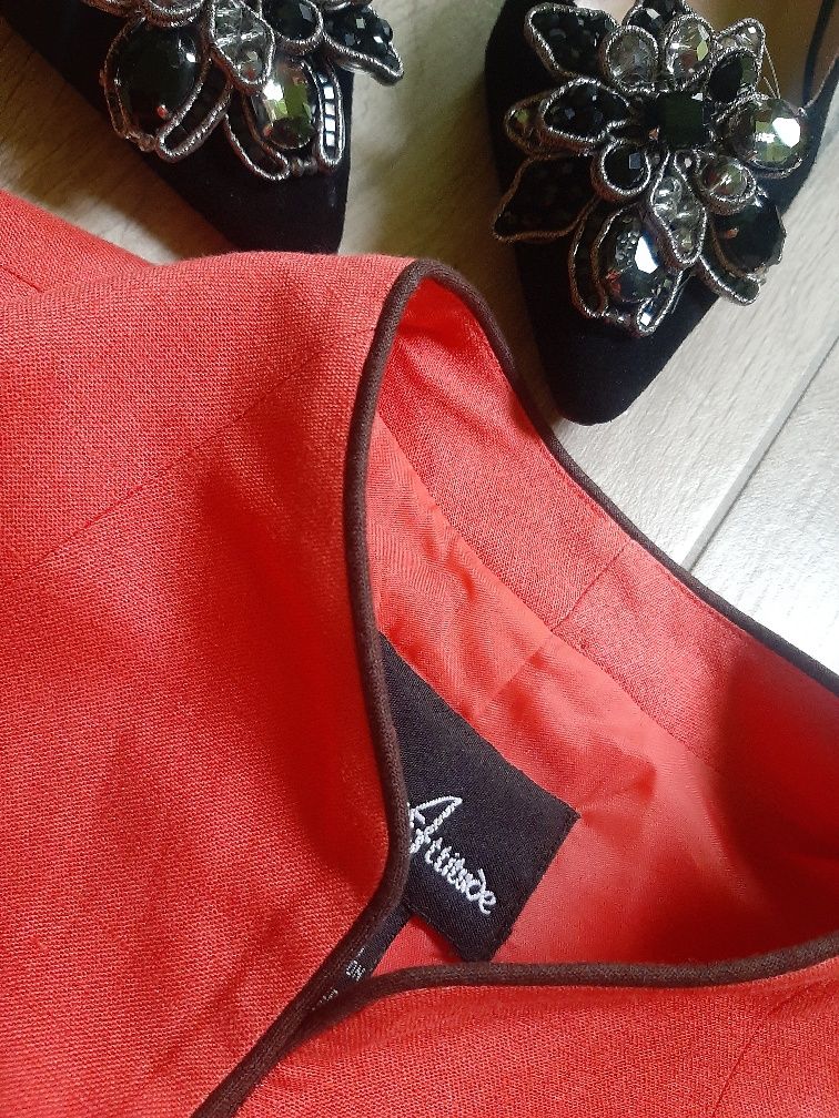 Wytworny żakiet Positive Attitude, rozm.XL, len+ rayon, stan idealny