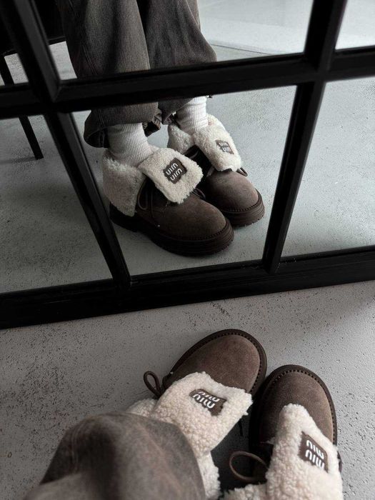 Черевики Miu Miu Boots Khaki Brown / Черевики Міу Міу Бутс коричневі