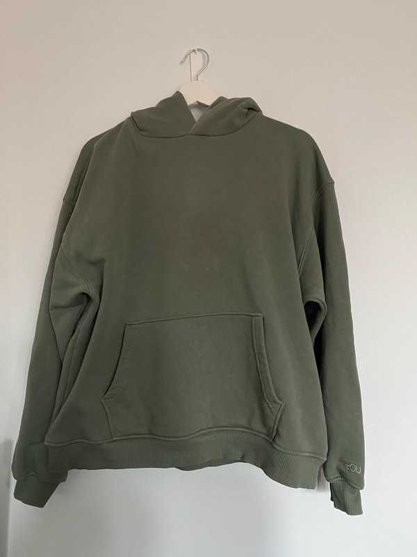 Hibou bluza z kapturem oversize oliwkowa khaki bawełna