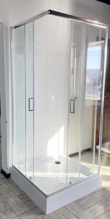 Душова кабіна квадратна 90х90х190 без піддону, скло 6мм чорна та блиск
