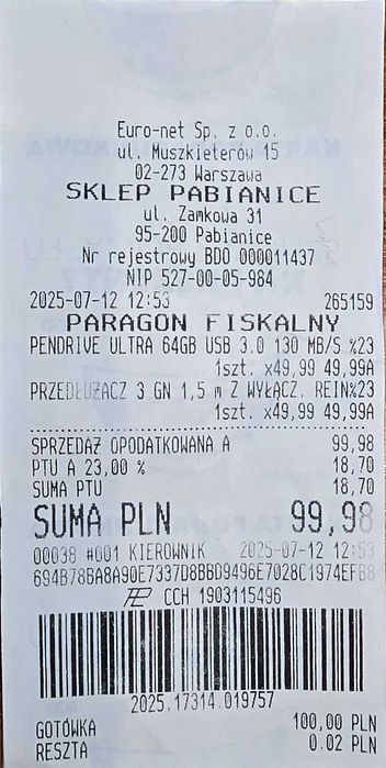 Pendrive SanDisk Cruzer Ultra 64 GB USB 3.0 czarny