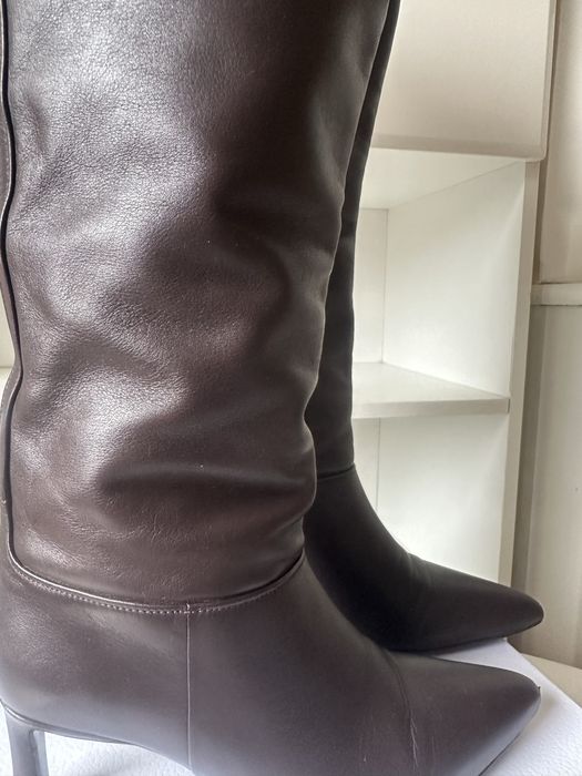 Kozaki massimo dutti skorzane czekoladowe brazowe