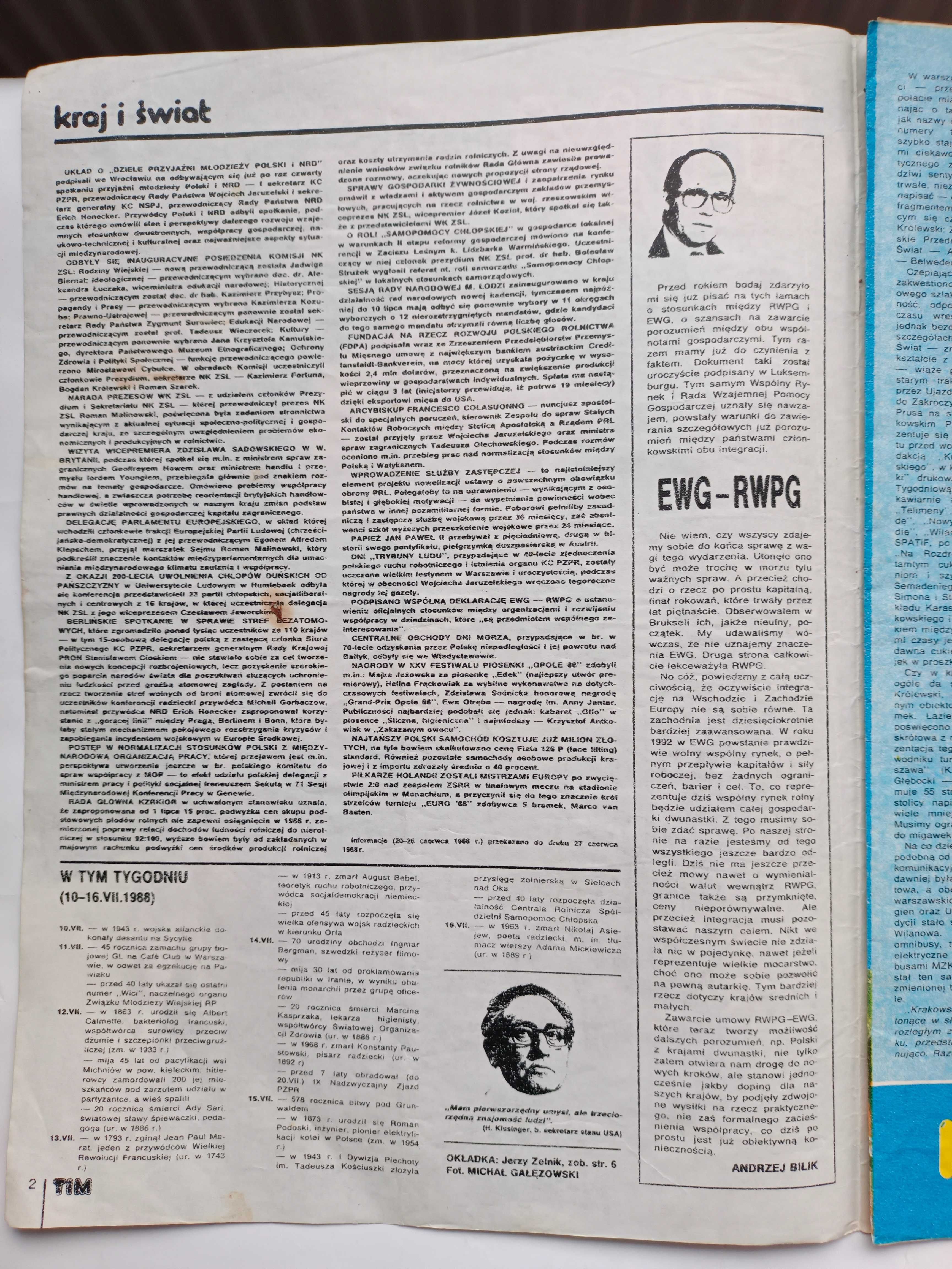 TIM Tygodniowy ilustrowany magazyn
 Nr 28 z 8 lipca 1988 r.