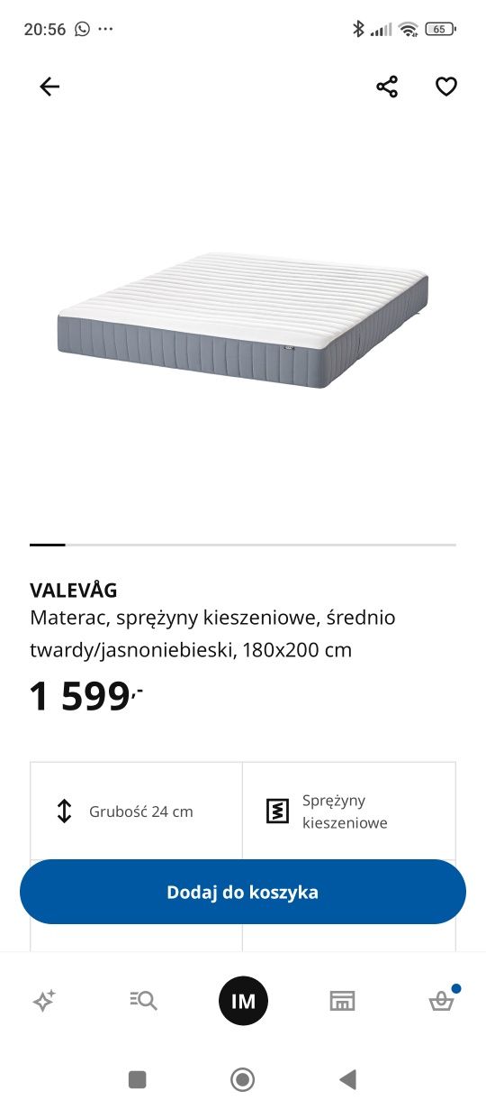 Materac 180x200 Ikea Valevag