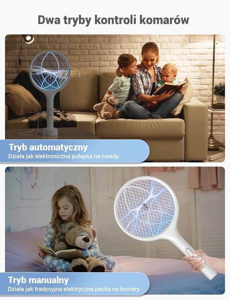 Elektryczna Łapka Klapka Packa Pułapka Na Muchy Owady
