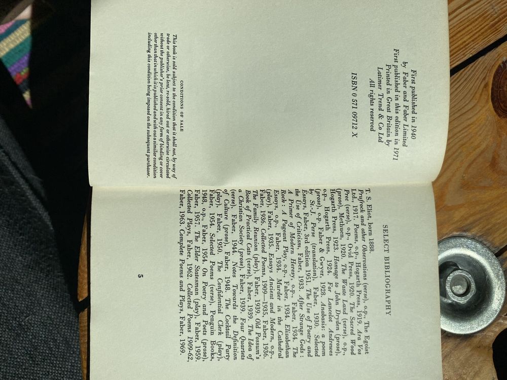The Waste Land and other poems T.S. Eliot Faber paper covered editions