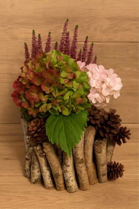 Doniczka- osłonka z patyków z brzozy, idealne na kwiaty, prezent